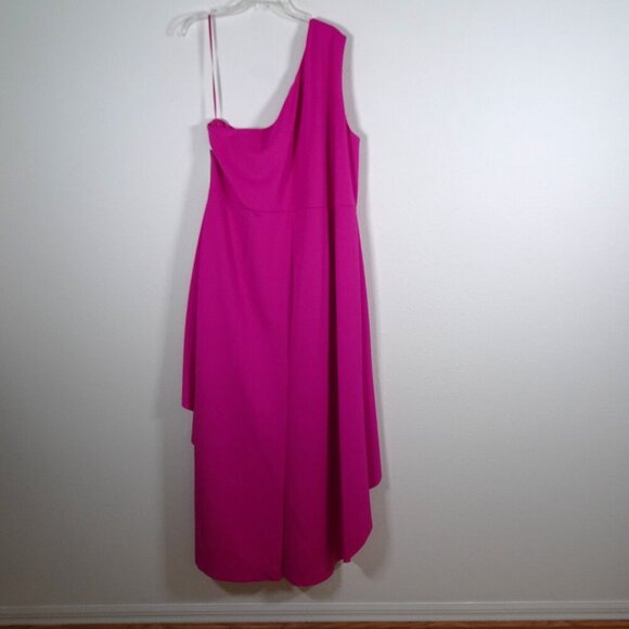 Jessica Howard One Shoulder Gown Plus Size 22W Pink Embellished Formal Hi-Low - Picture 5 of 10